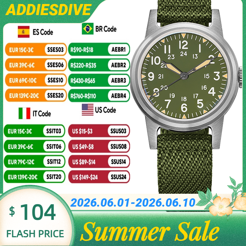 Outdoor Sport Watch - ADDIESDIVE Bubble Mirror Glass Japan NH35A